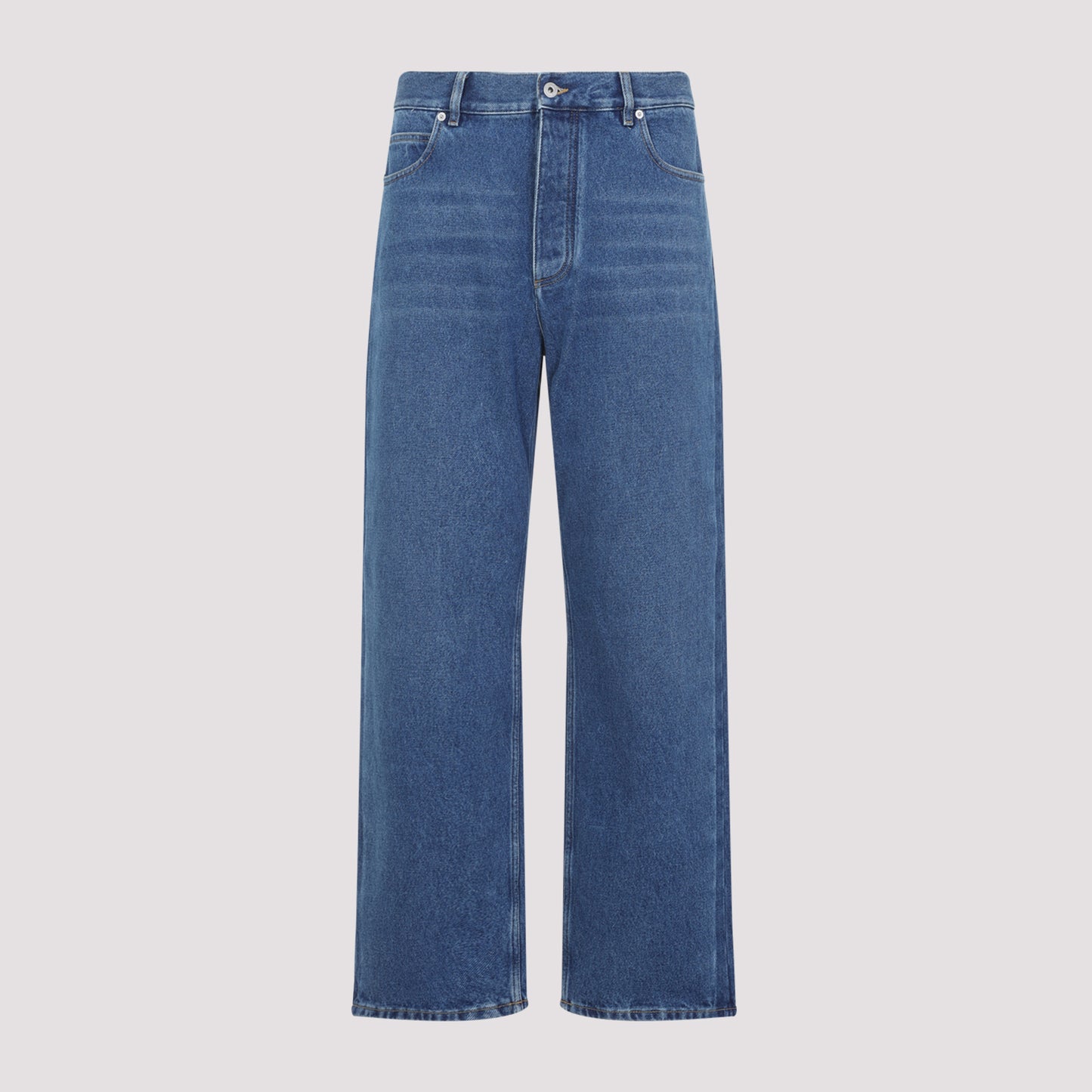 Mid Blue Cotton Wide Fit Jeans