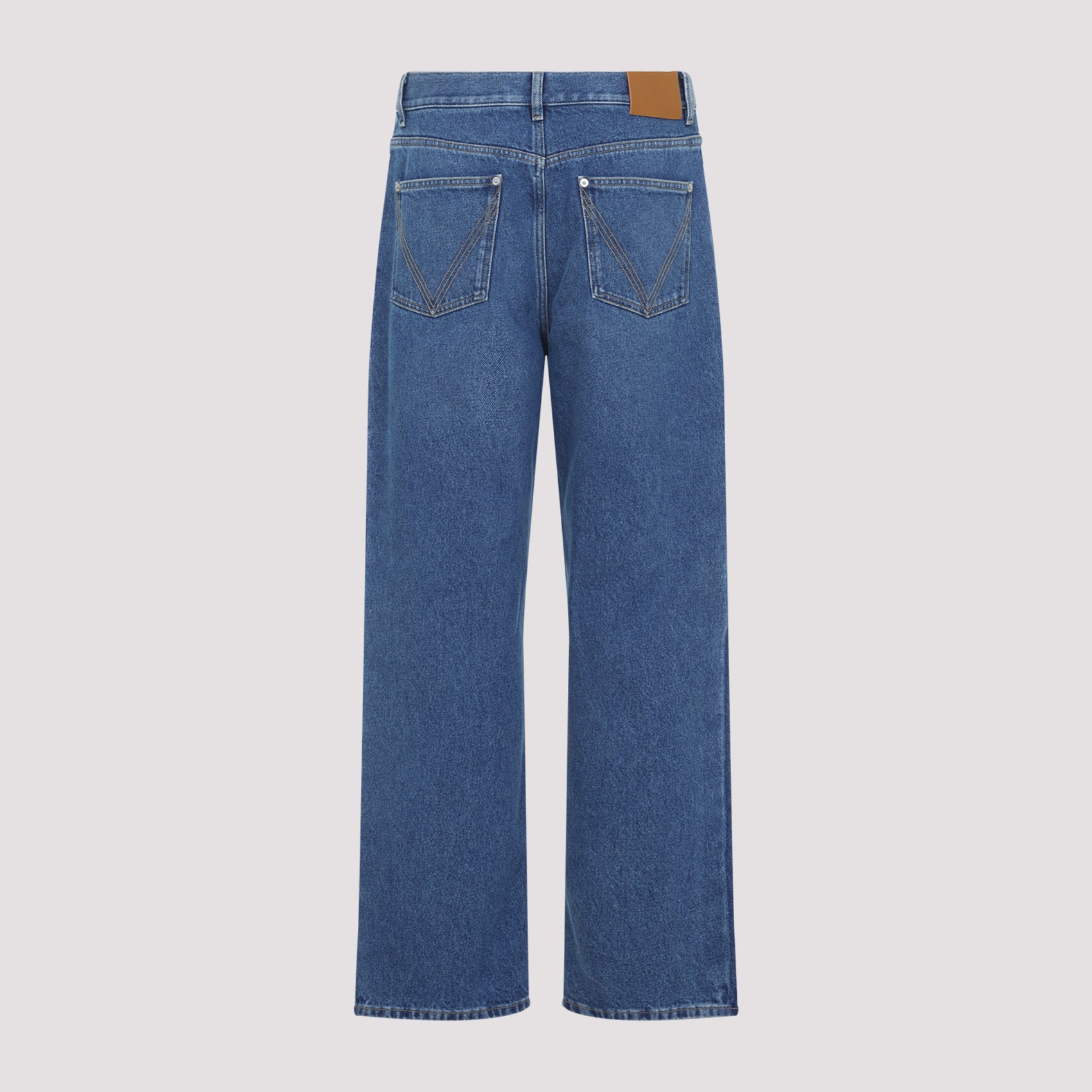 Mid Blue Cotton Wide Fit Jeans