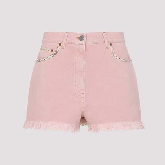 Old Rose Cotton Denim Shorts