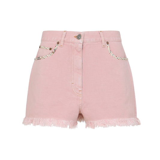 Old Rose Cotton Denim Shorts