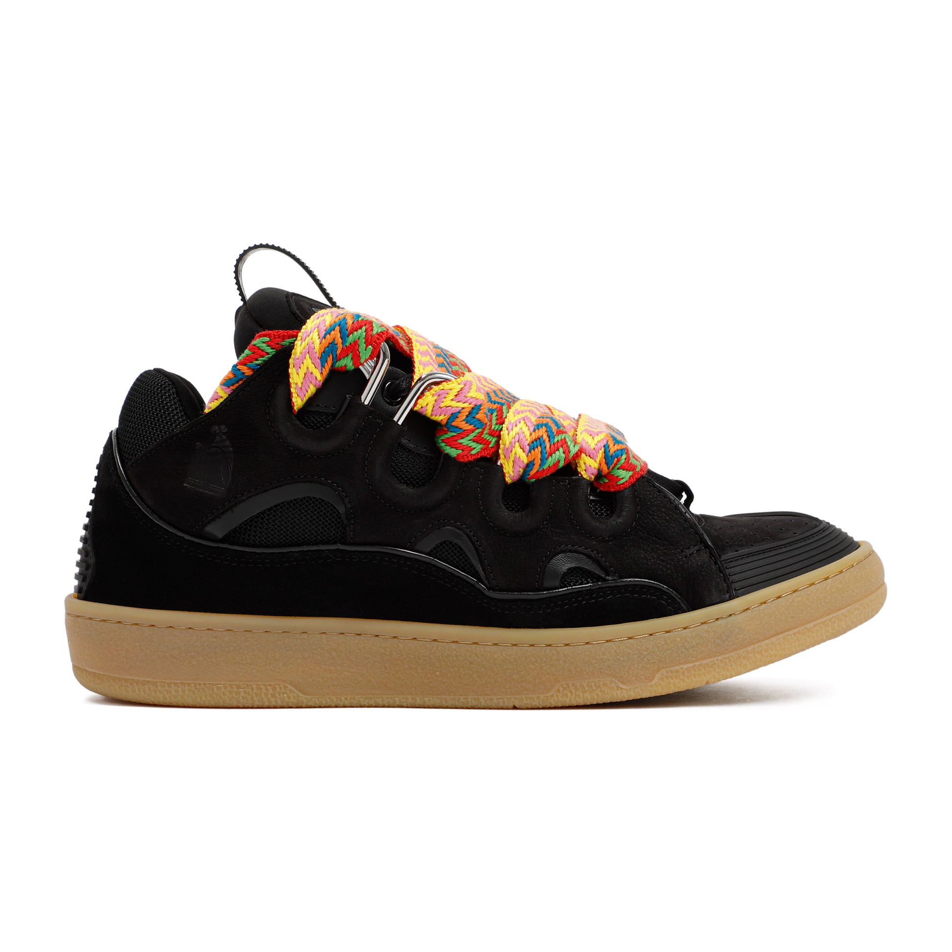 suede leather curb sneakers-image-2