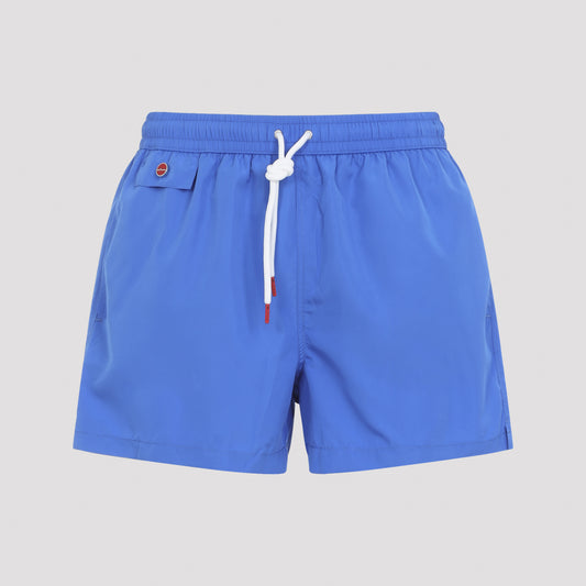Light Blue Polyester Swim Shorts