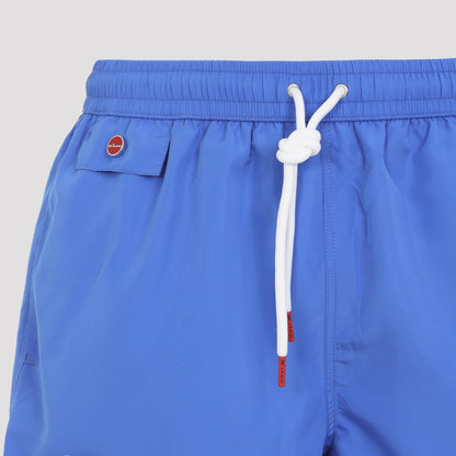 Light Blue Polyester Swim Shorts