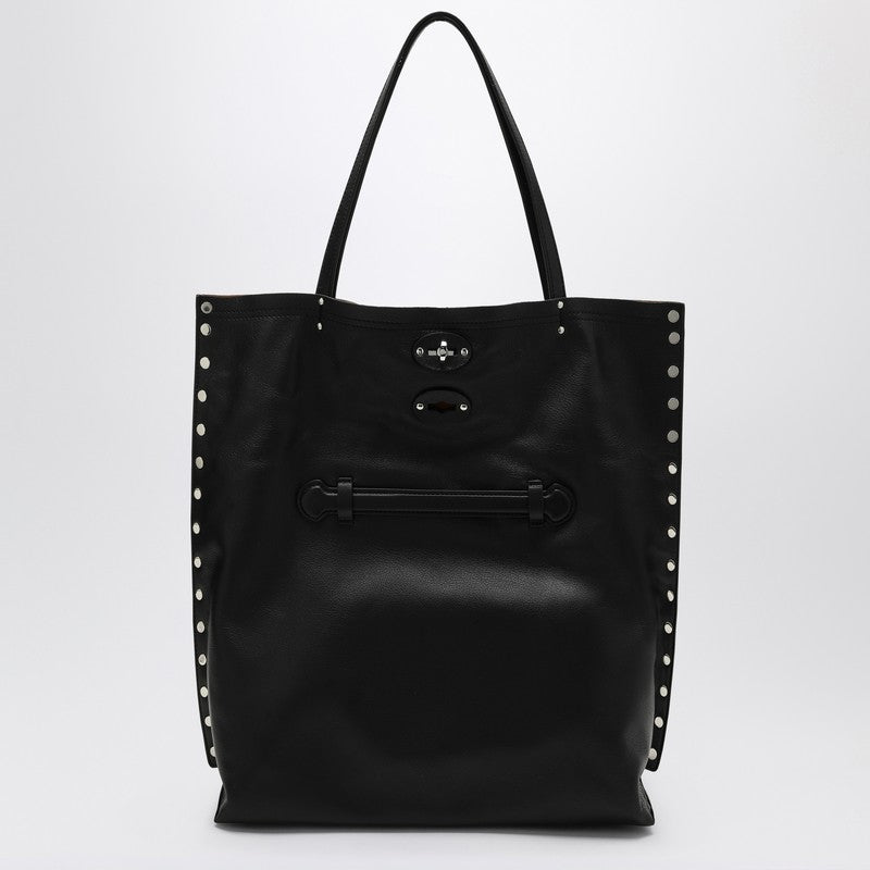 Medium tote bag A'' Spasso black in leather