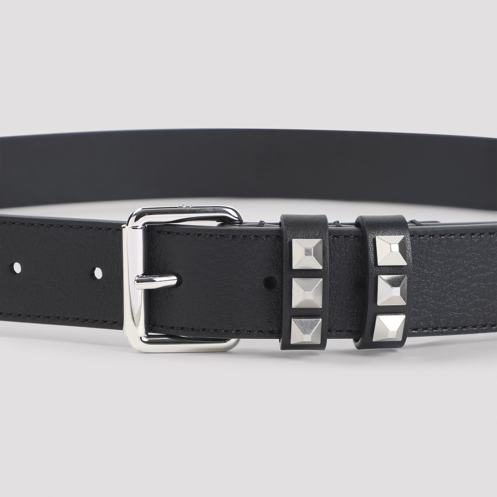 Black Calf Leather Buckle Belt