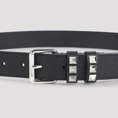 Black Calf Leather Buckle Belt