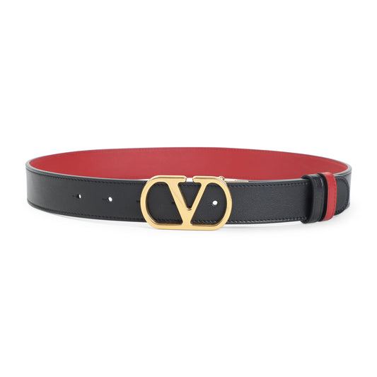 Black and Red H30 Reversible Calf Leather Belt