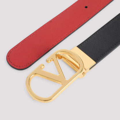 Black and Red H30 Reversible Calf Leather Belt