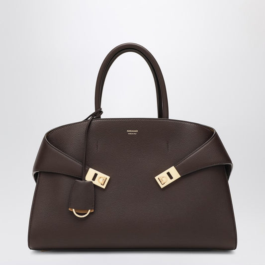 Hug L Leather Handbag in Brown/Ochre