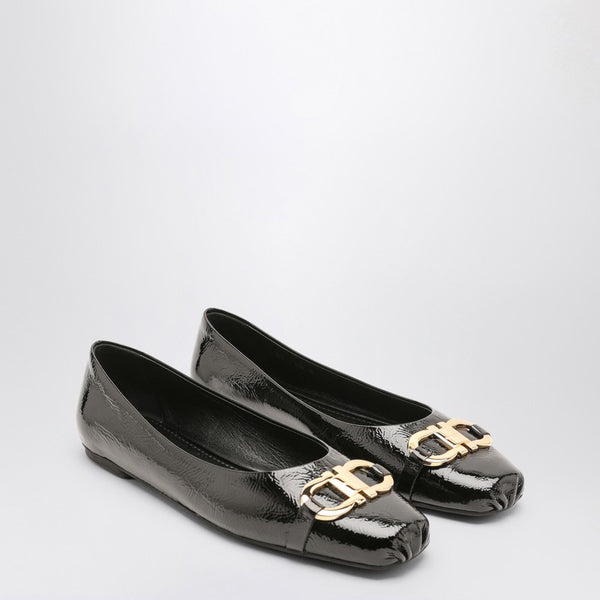 Black Patent Leather Gancini Ballerina