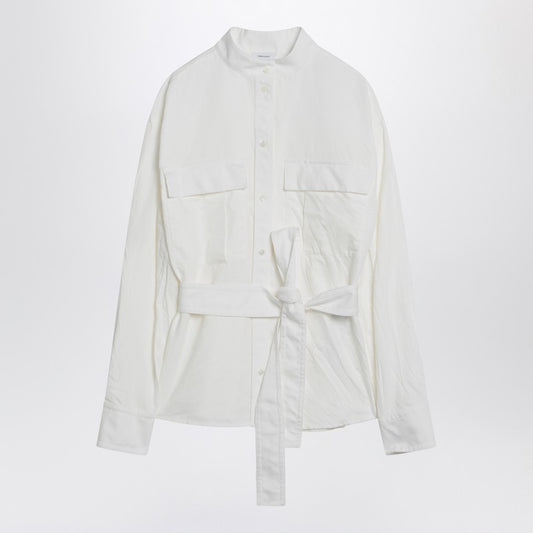 White belted shirt in cotton blend
