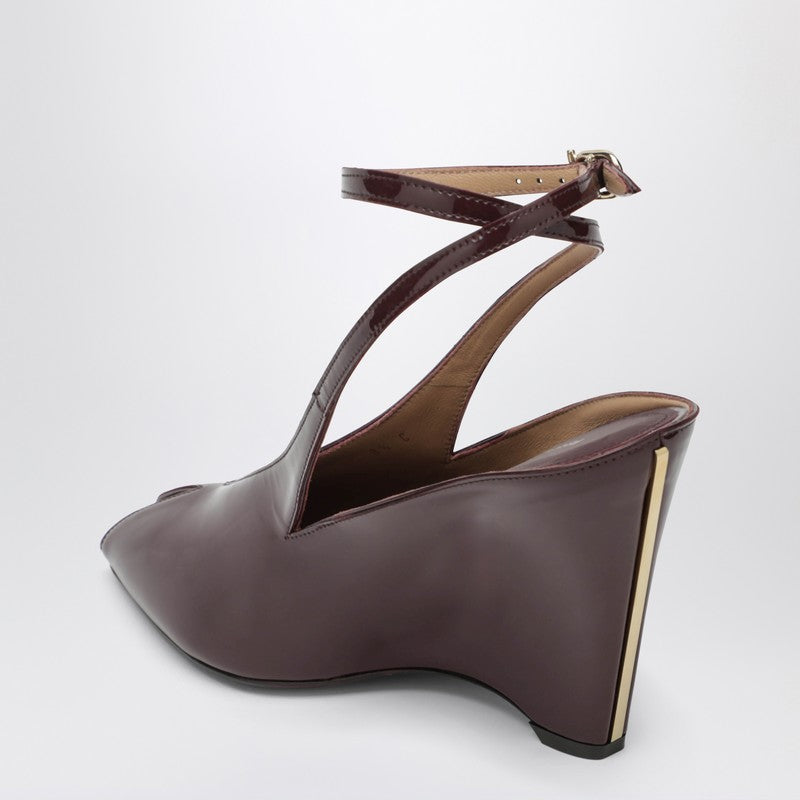 Peep Toe Wedge Sandals in Bordeaux