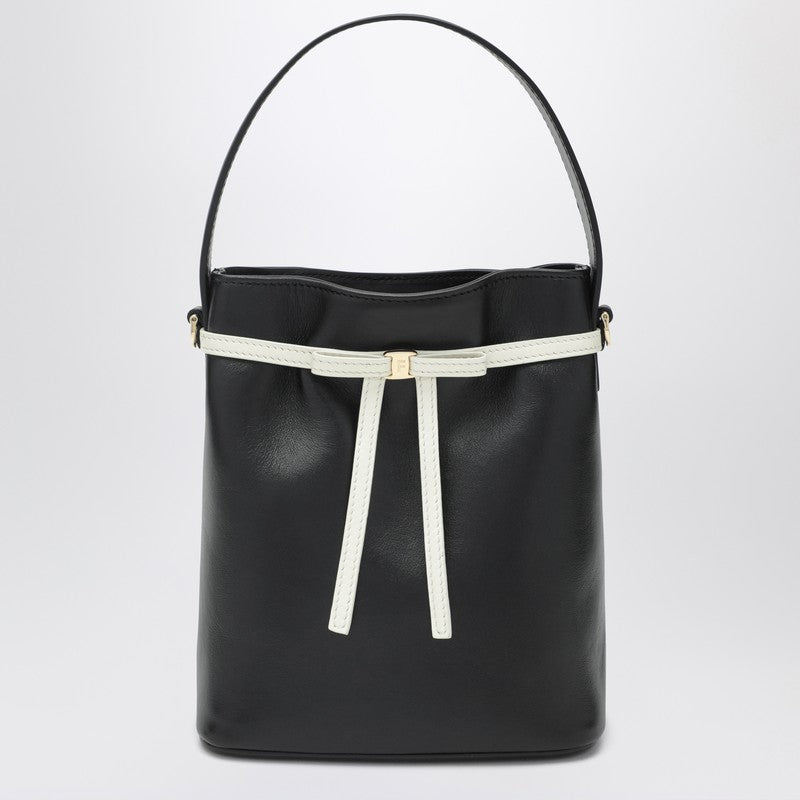 Bucket bag black/mascarpone with bow