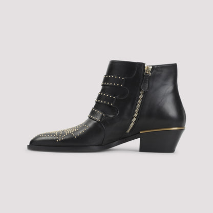 Black Mutton Leather Susan Boots