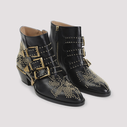 Black Mutton Leather Susan Boots