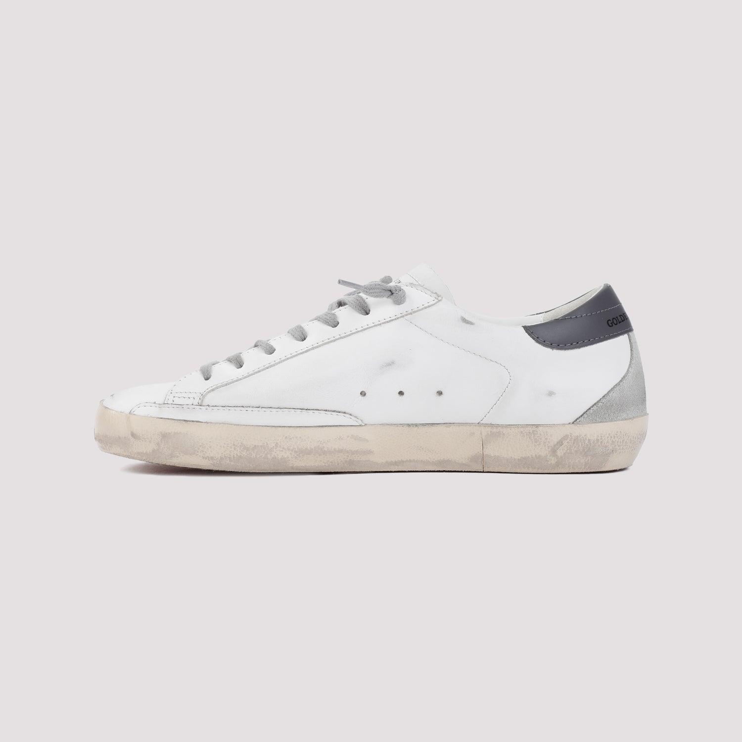 White Ice Dark Gray Superstar Cow Leather Sneakers