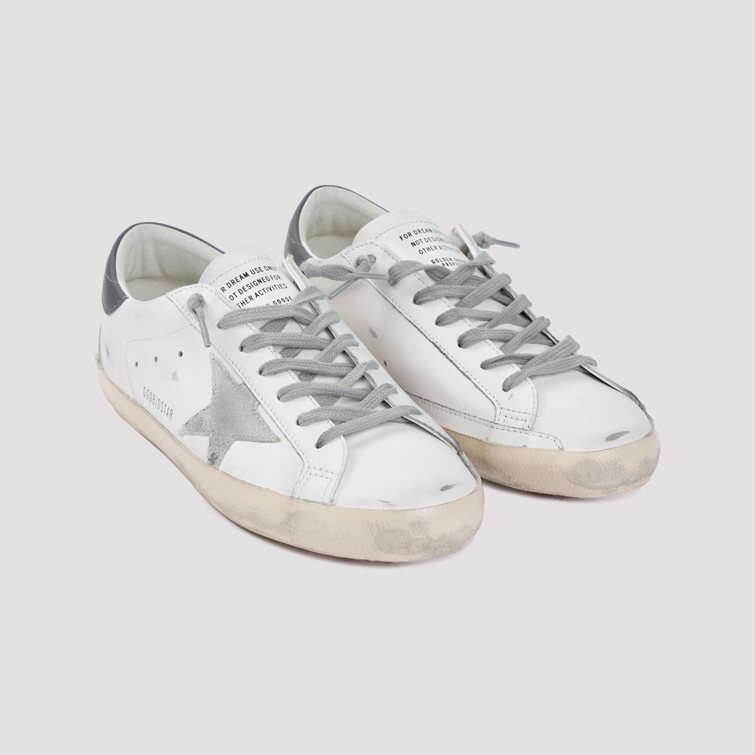White Ice Dark Gray Superstar Cow Leather Sneakers