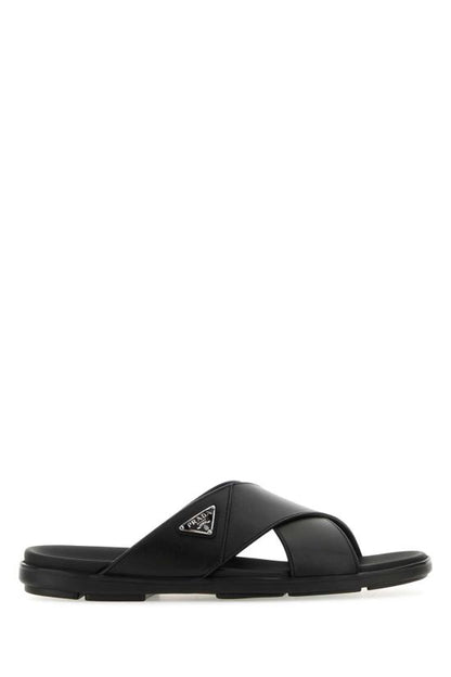 TRIANGLE LOGO SLIP ON SANDALS