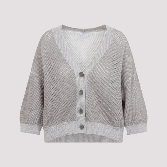 Natural White Cotton Tricot Cardigan