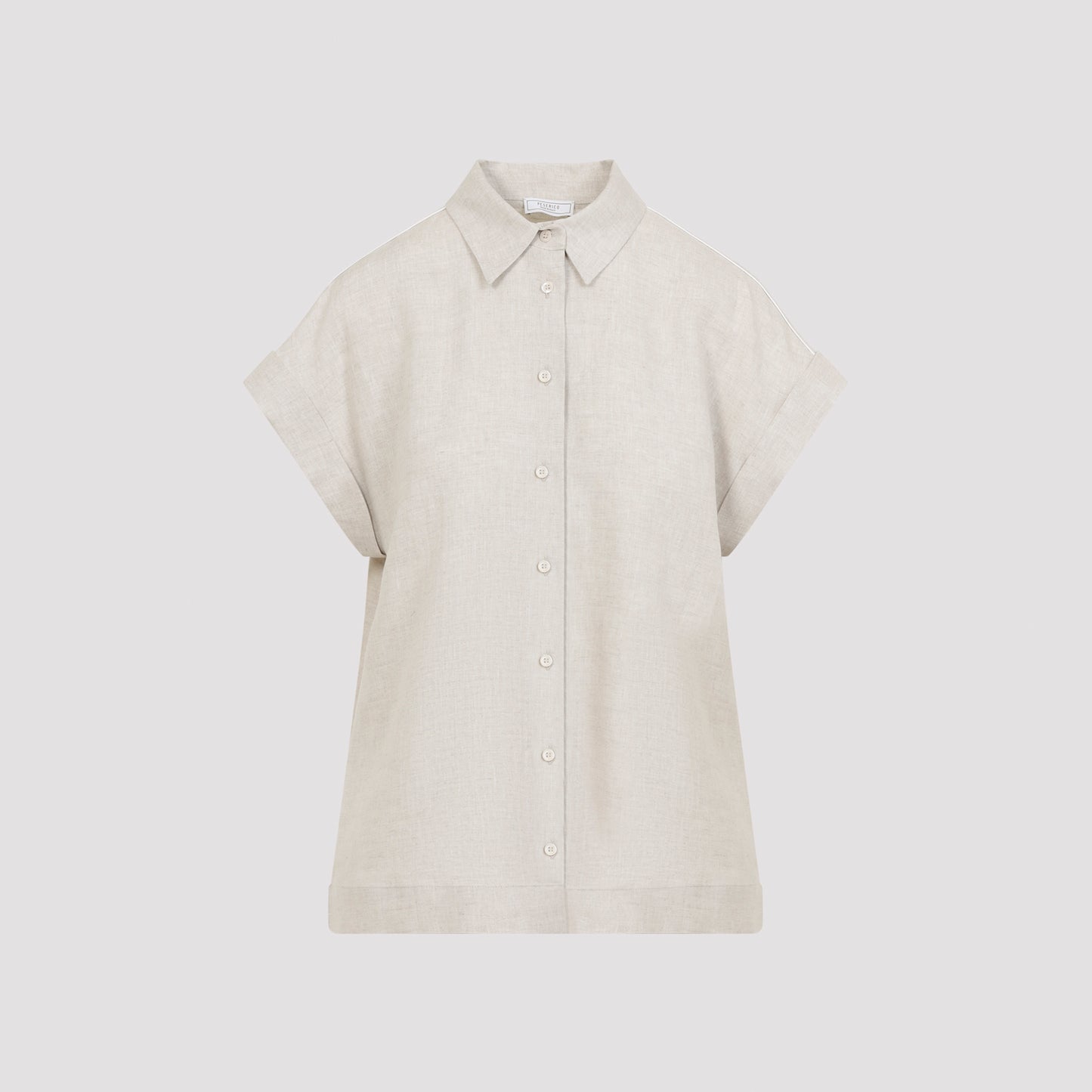 Beige Rafia Linen Short Sleeves Shirt
