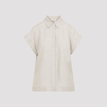 Beige Rafia Linen Short Sleeves Shirt
