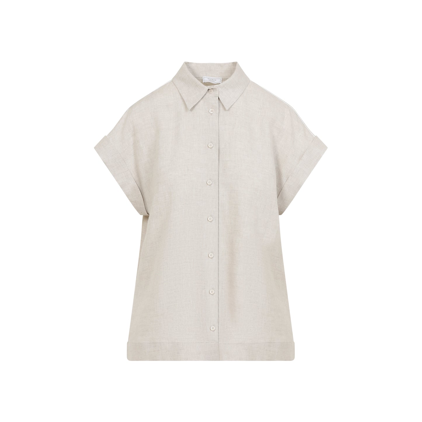 Beige Rafia Linen Short Sleeves Shirt