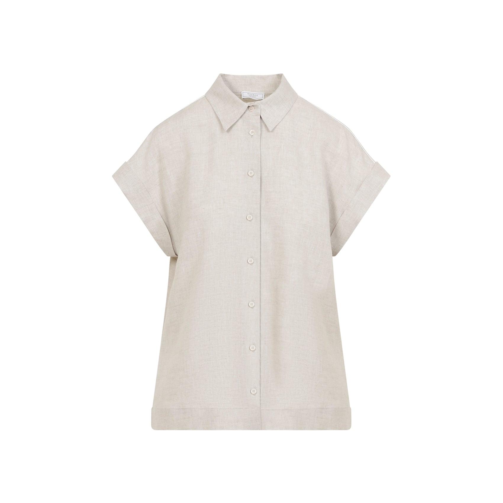 Beige Rafia Linen Short Sleeves Shirt