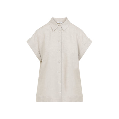 Beige Rafia Linen Short Sleeves Shirt