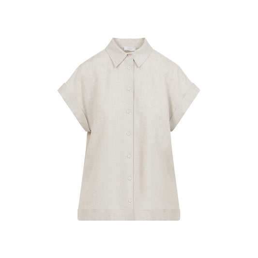 Beige Rafia Linen Short Sleeves Shirt
