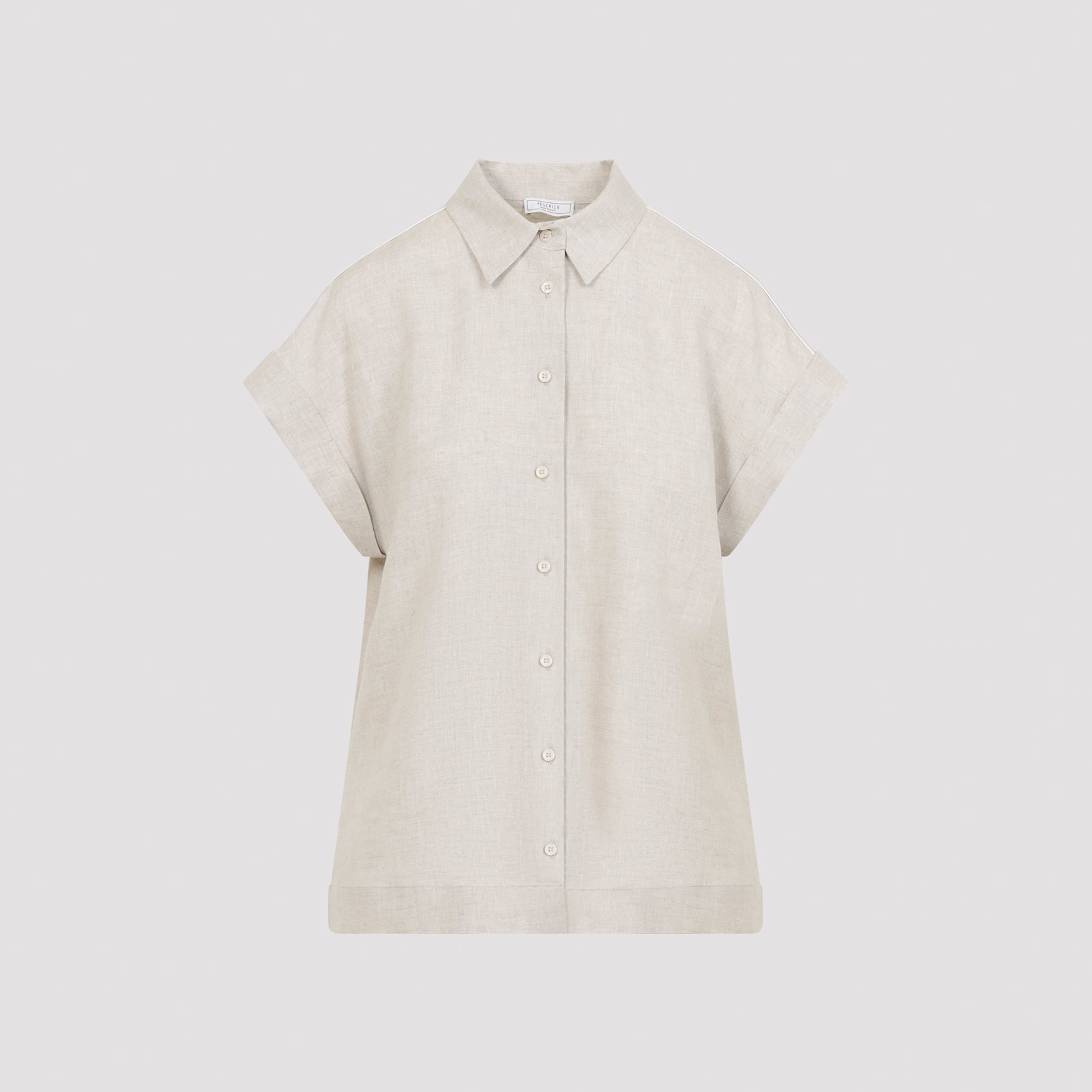 Beige Rafia Linen Short Sleeves Shirt