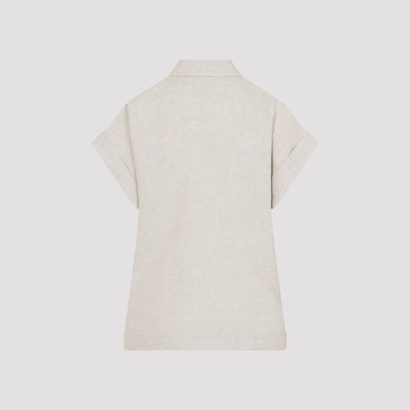 Beige Rafia Linen Short Sleeves Shirt