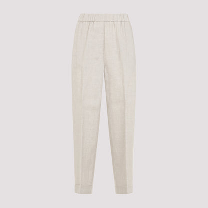 Beige Rafia Linen Pants