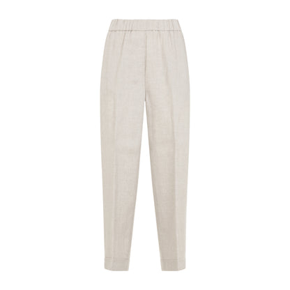 Beige Rafia Linen Pants