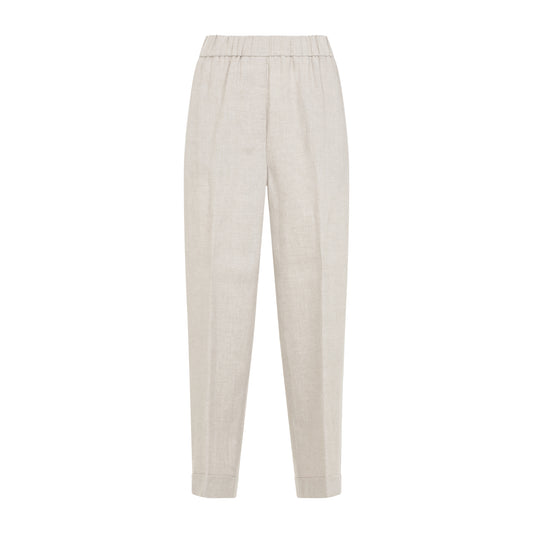 Beige Rafia Linen Pants