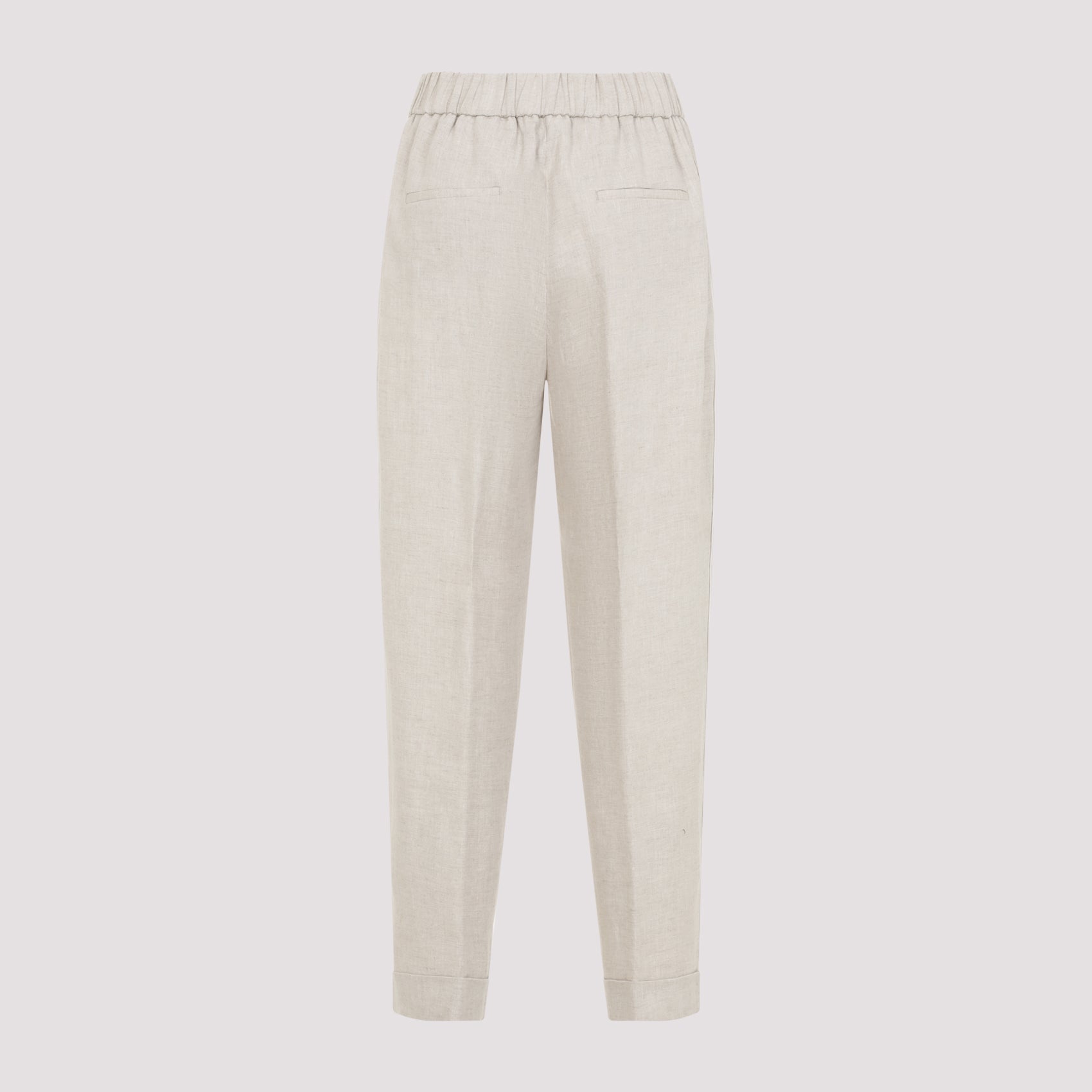 Beige Rafia Linen Pants