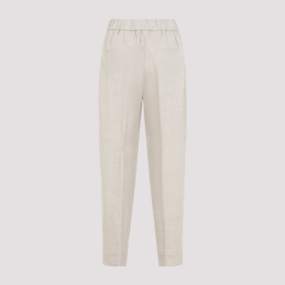 Beige Rafia Linen Pants