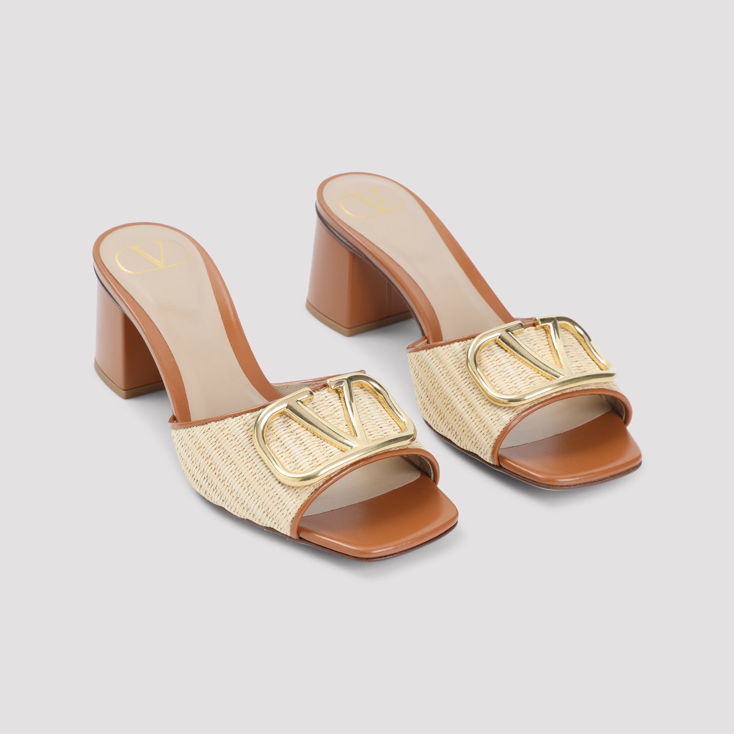 Beige Cotton Slide Sandals