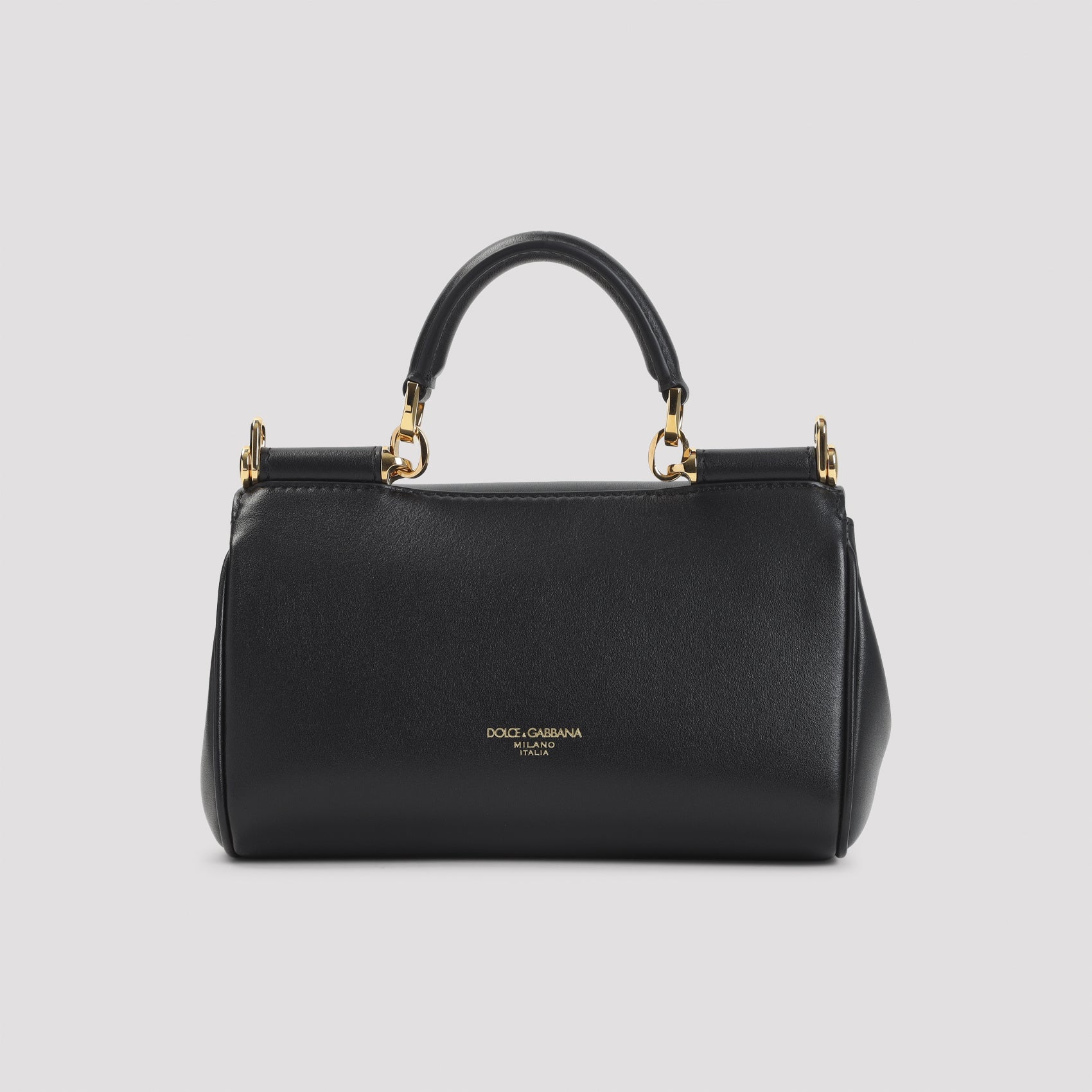 Black Calf Leather Top Handle Bag