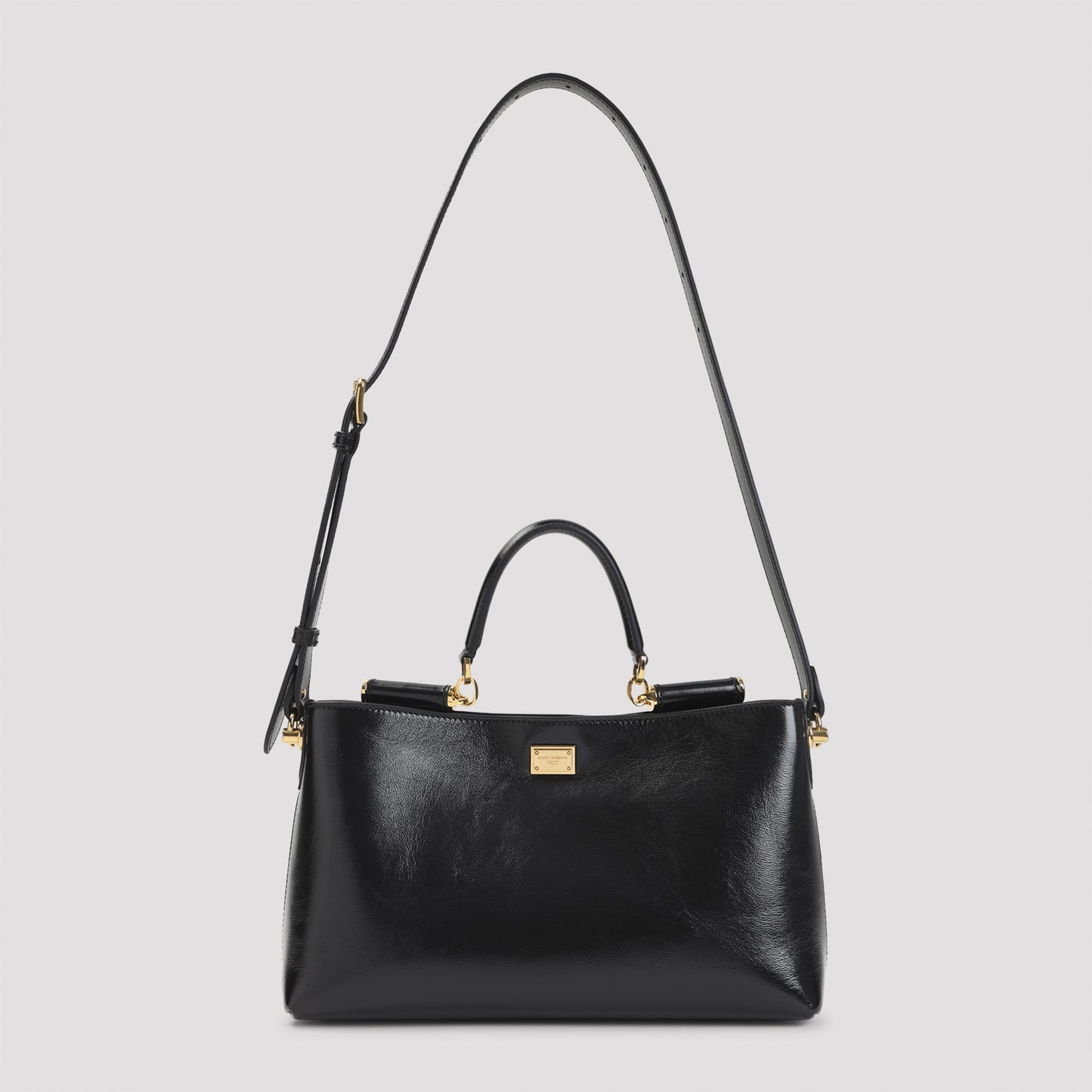 Black Calf Leather Top Handle Bag