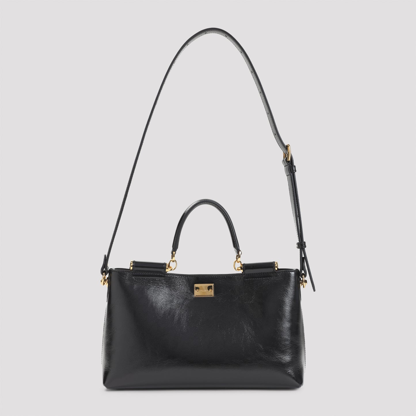 Black Calf Leather Top Handle Bag