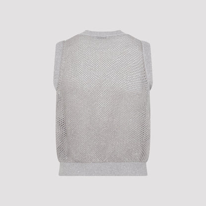 White Tricot Cotton Gilet