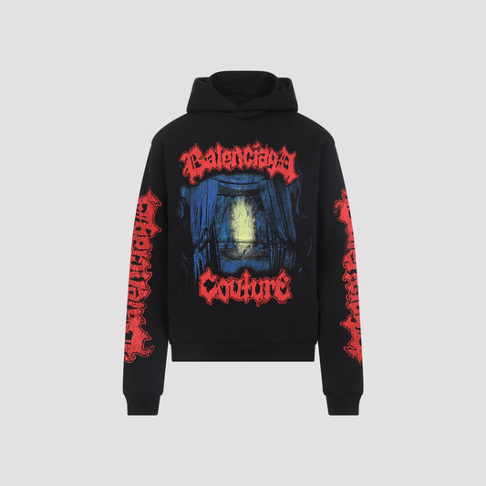 Black Medium Fit Cotton Hoodie