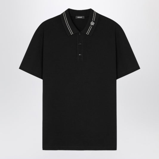Black polo shirt with Medusa embroidery