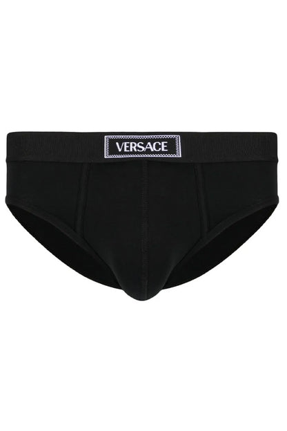 90s Versace Logo-Waistband Stretched Briefs
