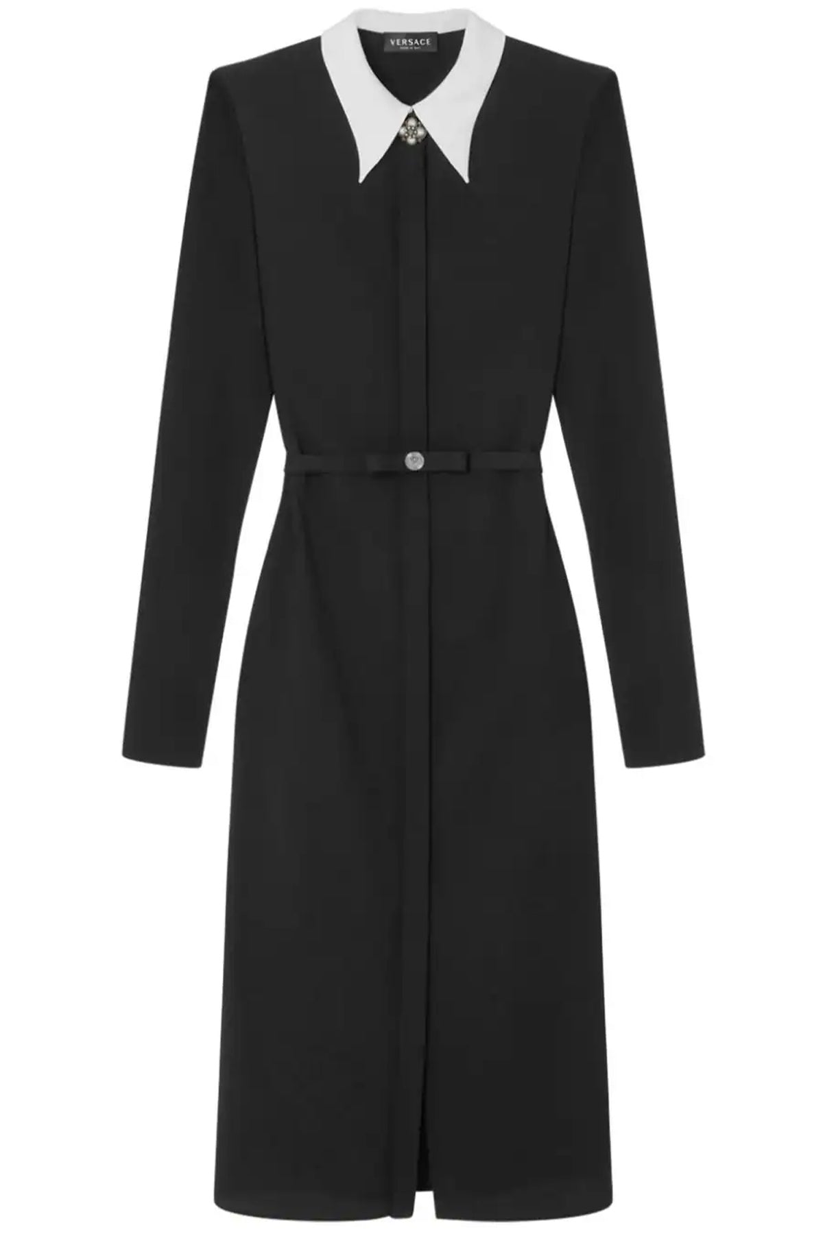 Long-Sleeved Belted Midi Dress
