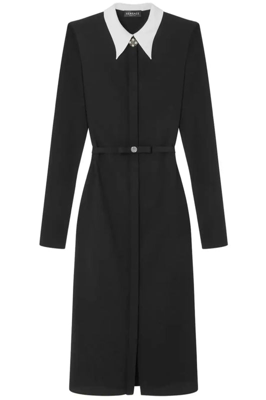 Long-Sleeved Belted Midi Dress