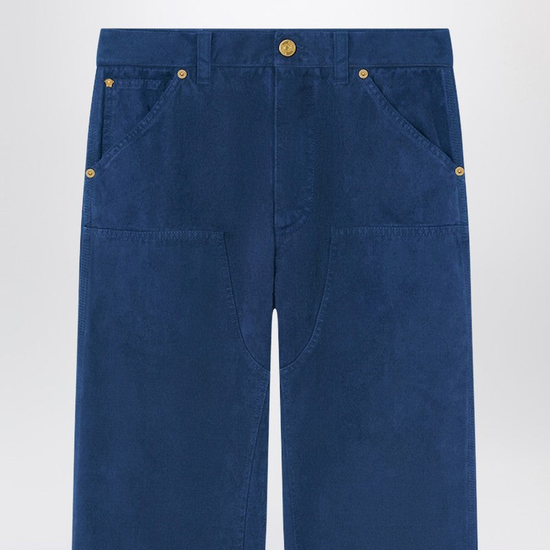 Petrol blue cotton carpenter trousers