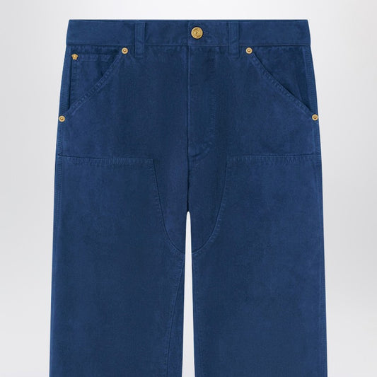 Petrol blue cotton carpenter trousers