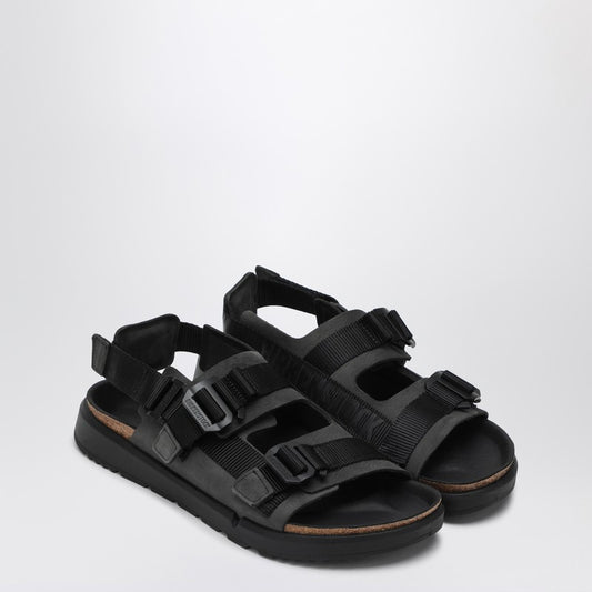 Black Shinjuku Sandal In Natural Leather And Tissue