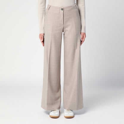 Grey Mélange Wool Trousers